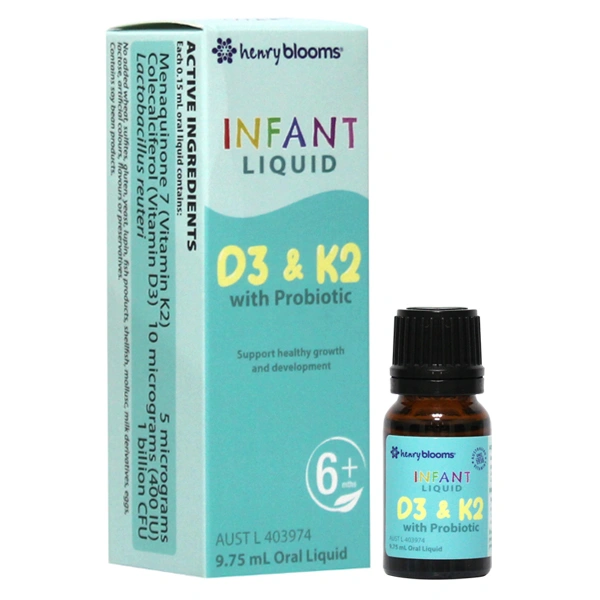 Henry Blooms D3K2 With Probiotic hỗ trợ xương, răng chắc khỏe, 9.75 ml dạng nhỏ giọt (từ 6 tháng) 1