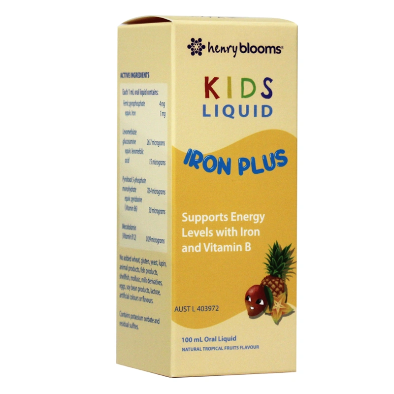 Henry Blooms Kids Liquid Iron Plus bổ sung sắt, cải thiện thiếu máu do thiếu sắt hương trái cây, 100 ml dạng nhỏ giọt (từ 7 tháng) 2
