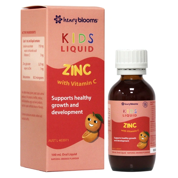 Henry Blooms Kids Liquid Zinc With Vitamin C hỗ trợ sức đề kháng hương cam, 100 ml dạng nhỏ giọt (1 - 13 tuổi) 1
