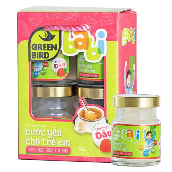 Hộp 4 hũ nước yến sào Green Bird Babi vị dâu 72g (từ 1 tuổi) 1