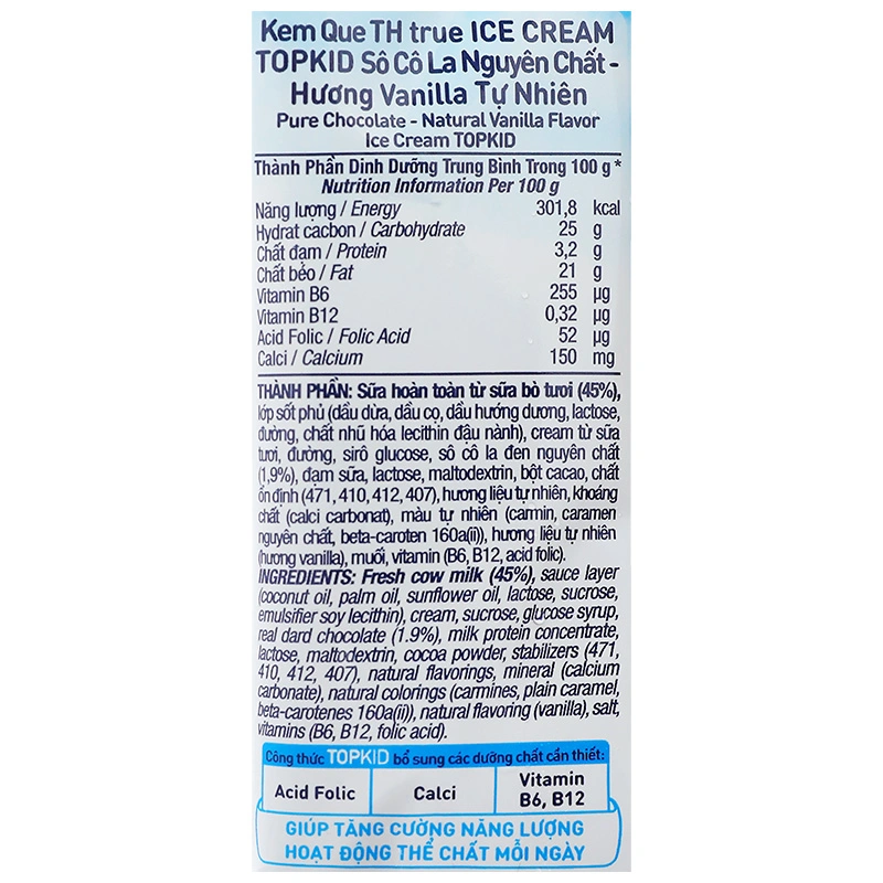 Kem que socola, vani TH true ICE CREAM TOPKID 46g (từ 2 tuổi) 5
