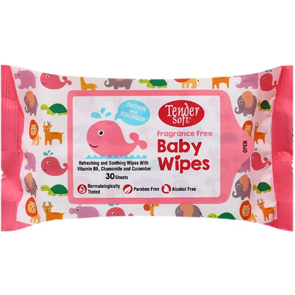 Khăn ướt Tender Soft Baby Wipes hương thơm nhẹ gói 30 miếng 6