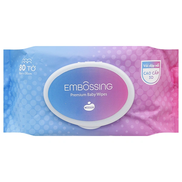 Khăn ướt Wesser dập nổi không mùi gói 80 miếng 1
