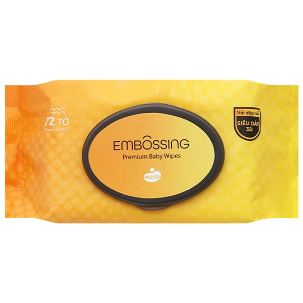 Khăn ướt Wesser dập nổi siêu dày không mùi gói 72 miếng 1