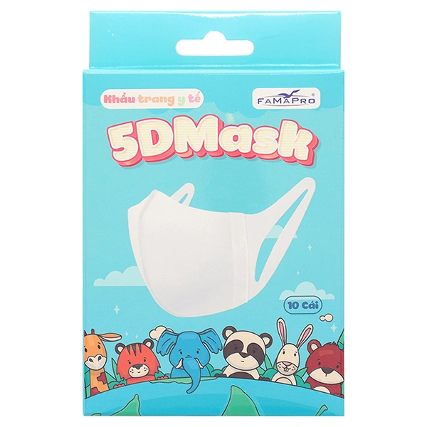 Khẩu trang y tế 5D cho bé FAMAPRO quai vải