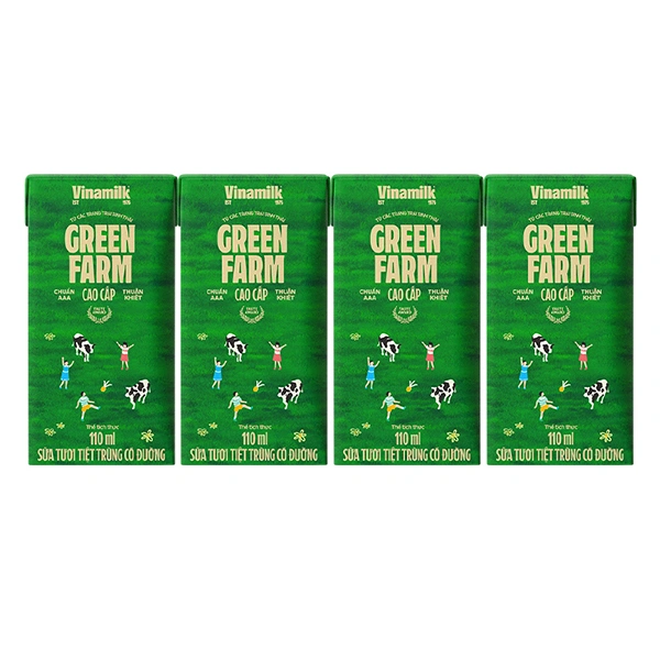 Lốc 4 hộp sữa tươi tiệt trùng Vinamilk Green Farm có đường 110 ml (từ 1 tuổi) 1