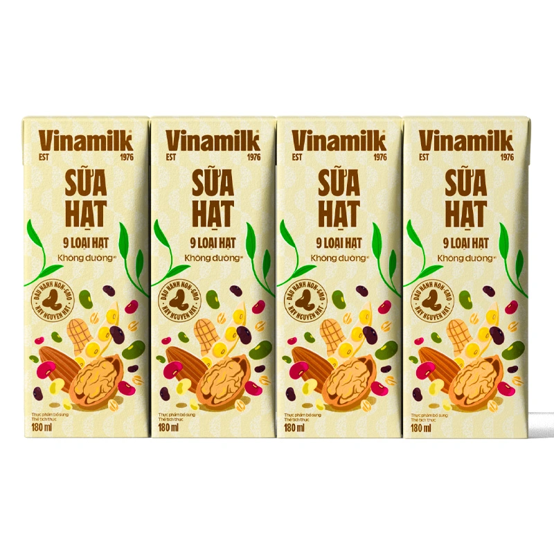 Thùng 24 hộp sữa hạt Vinamilk 9 loại hạt không đường 180 ml (từ 4 tuổi) 9
