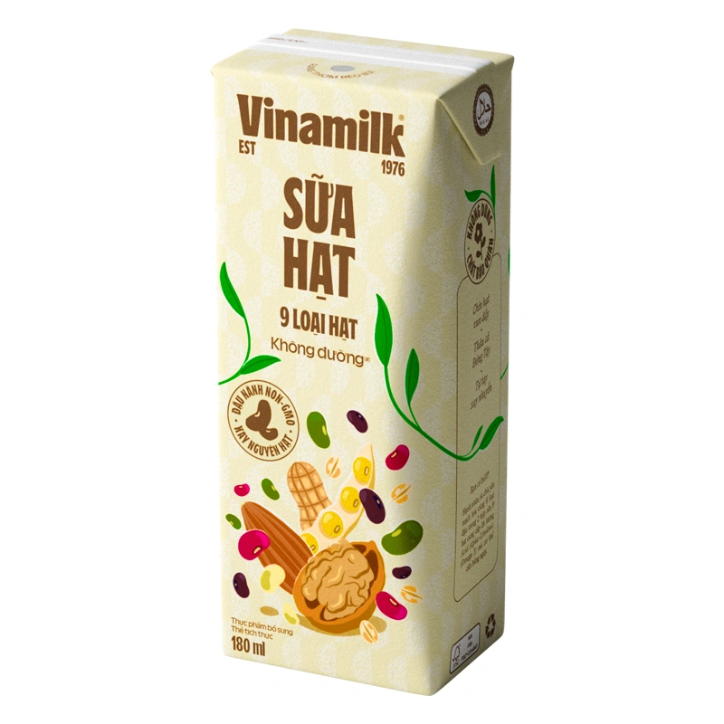 Thùng 24 hộp sữa hạt Vinamilk 9 loại hạt không đường 180 ml (từ 4 tuổi) 10