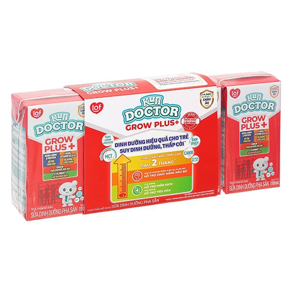 Lốc 4 hộp sữa pha sẵn Kun Doctor Grow Plus+ hương vani 110 ml cho trẻ suy dinh dưỡng, thấp còi (từ 1 tuổi) 1