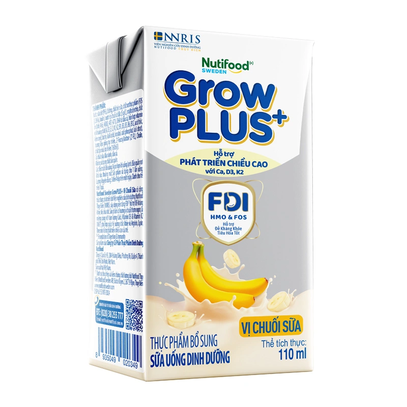 Lốc 4 hộp sữa pha sẵn Nutifood GrowPLUS+ bạc hương chuối 110 ml (từ 1 tuổi) 2