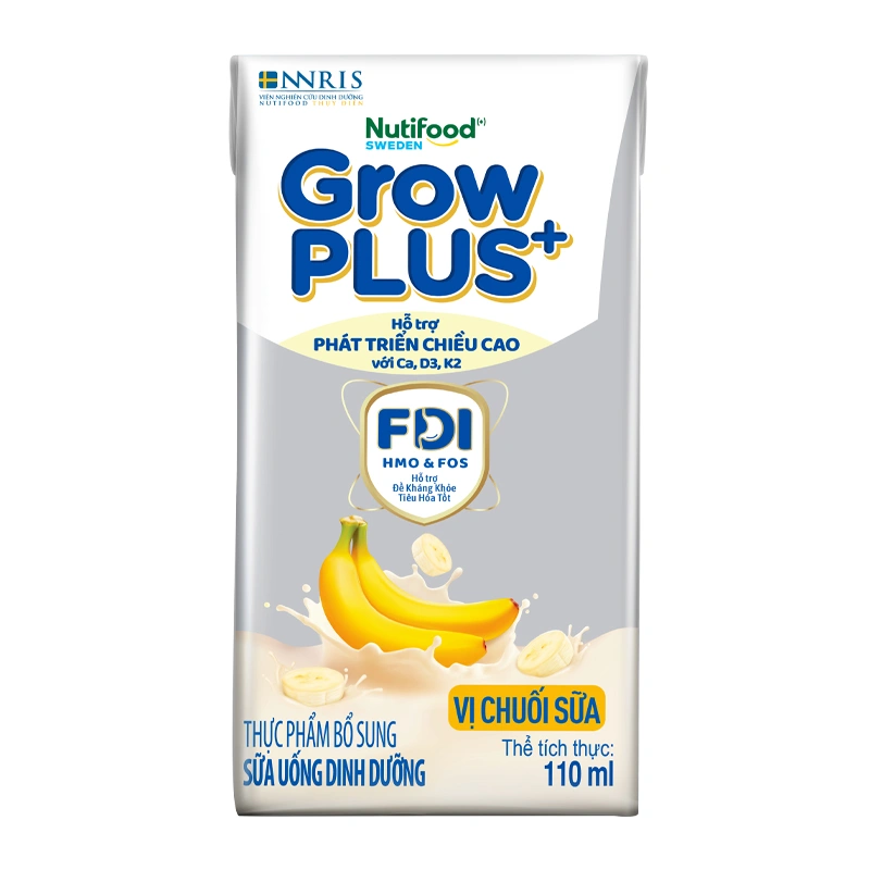 Lốc 4 hộp sữa pha sẵn Nutifood GrowPLUS+ bạc hương chuối 110 ml (từ 1 tuổi) 3