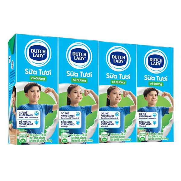 Lốc 4 hộp sữa tươi tiệt trùng Dutch Lady có đường 180 ml (từ 1 tuổi) - Giao bao bì ngẫu nhiên 1