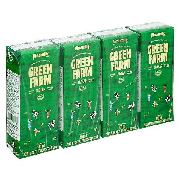 Lốc 4 hộp sữa tươi Vinamilk Green Farm có đường 180 ml (từ 1 tuổi) 1