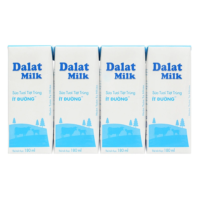 Thùng 48 hộp sữa tươi tiệt trùng Dalat Milk ít đường 180 ml (từ 1 tuổi) 15