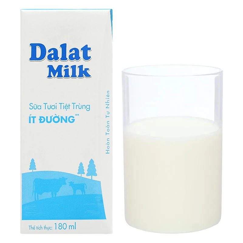 Thùng 48 hộp sữa tươi tiệt trùng Dalat Milk ít đường 180 ml (từ 1 tuổi) 22