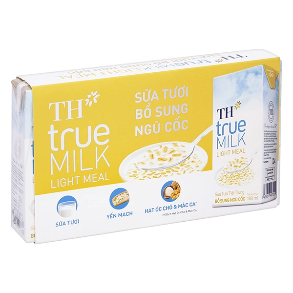 Lốc 4 hộp sữa tươi tiệt trùng TH true MILK Light Meal ngũ cốc ít đường 180 ml (từ 1 tuổi) 1