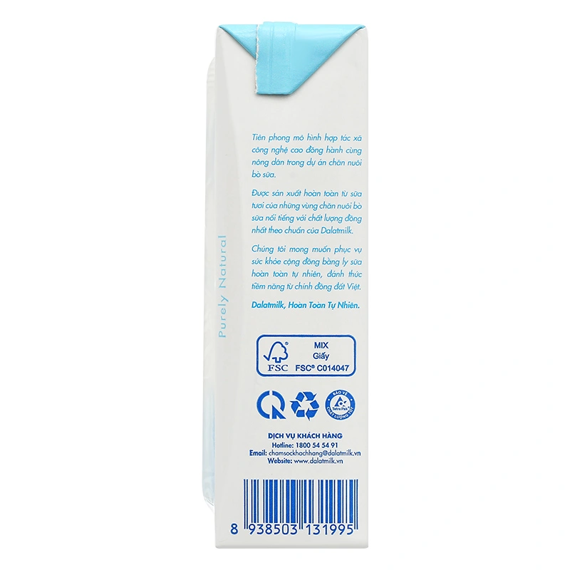 Lốc 4 hộp sữa tươi tiệt trùng Dalat Milk không đường 180 ml (từ 1 tuổi) 8