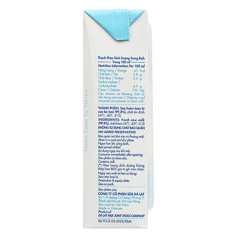 Lốc 4 hộp sữa tươi tiệt trùng Dalat Milk không đường 180 ml (từ 1 tuổi) 9
