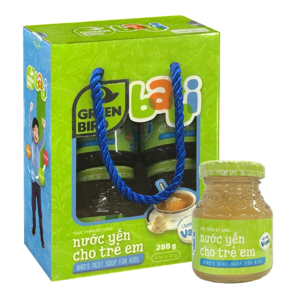Hộp 4 hũ nước yến sào Green Bird Babi vị vani 72g - Giao bao bì ngẫu nhiên