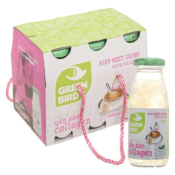 Lốc 6 chai nước yến sào collagen Green Bird 185 ml