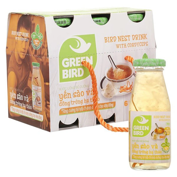 Lốc 6 chai nước yến sào đông trùng hạ thảo Green Bird 185 ml