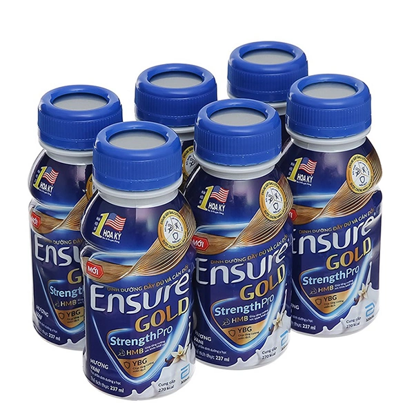 Lốc 6 chai sữa bột người lớn pha sẵn Ensure Gold hương vani 237 ml 1