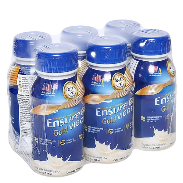 Lốc 6 chai sữa bột người lớn pha sẵn Ensure Gold Vigor hương vani 237 ml 1