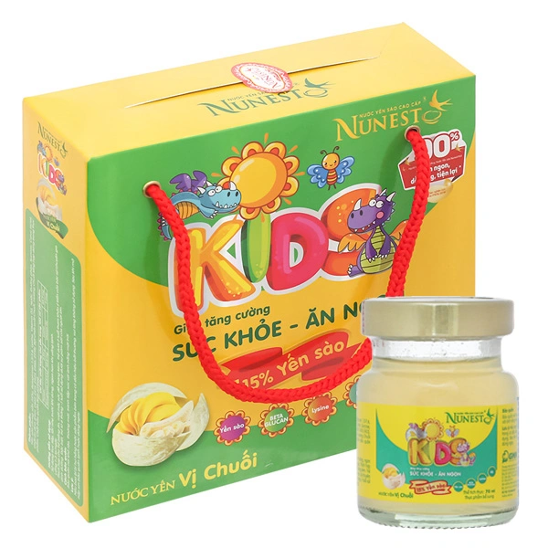 Hộp 6 hũ nước yến sào Nunest Kids vị chuối 70 ml