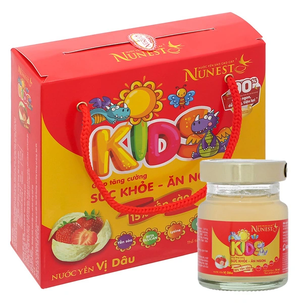 Hộp 6 hũ nước yến sào Nunest Kids vị dâu 70 ml