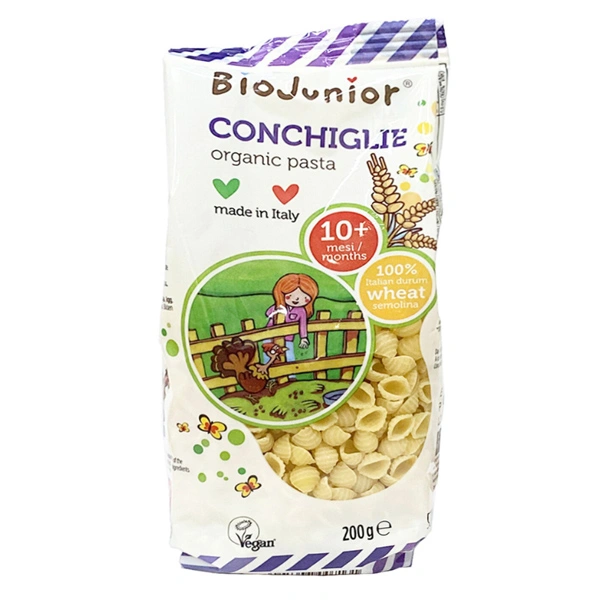 Nui ăn dặm hữu cơ BioJunior hình vỏ sò 200g (từ 10 tháng) 1