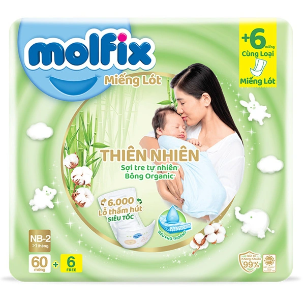 Miếng lót Molfix thiên nhiên size NB2 60 + 6 miếng (Từ 1 tháng) 1