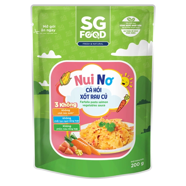 Nui ăn dặm cá hồi xốt rau củ SG Food hình nơ 200g (từ 1 tuổi) 1