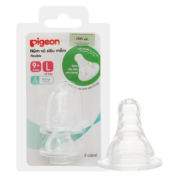 Bộ 2 núm ti Pigeon siêu mềm cổ hẹp size L (từ 9 tháng) 1