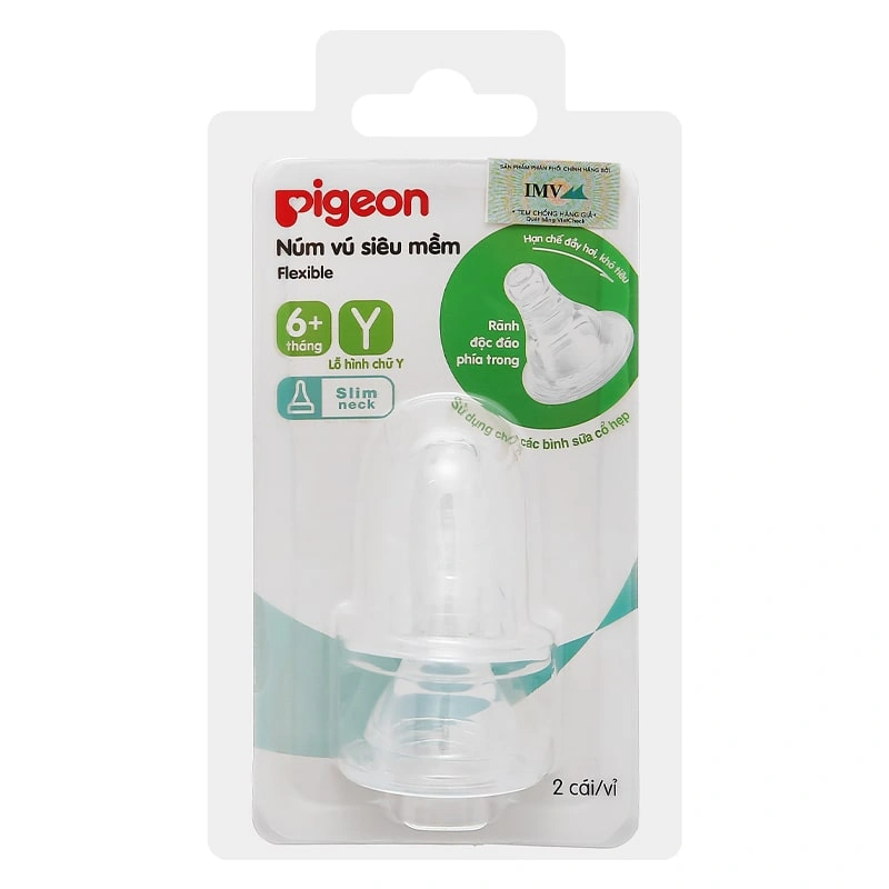 Bộ 2 núm ti Pigeon siêu mềm cổ hẹp size Y (6 - 9 tháng) 2