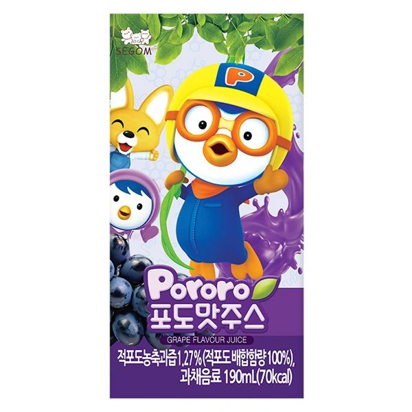 Nước trái cây Pororo vị nho 190 ml (từ 1 tuổi) 1