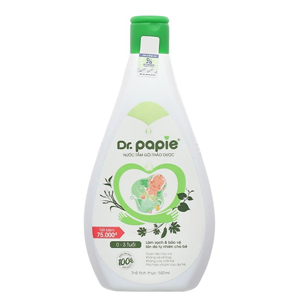 Nước tắm & gội 2in1 cho bé Dr.Papie chiết xuất thảo dược 500 ml (0 - 3 tuổi) 1