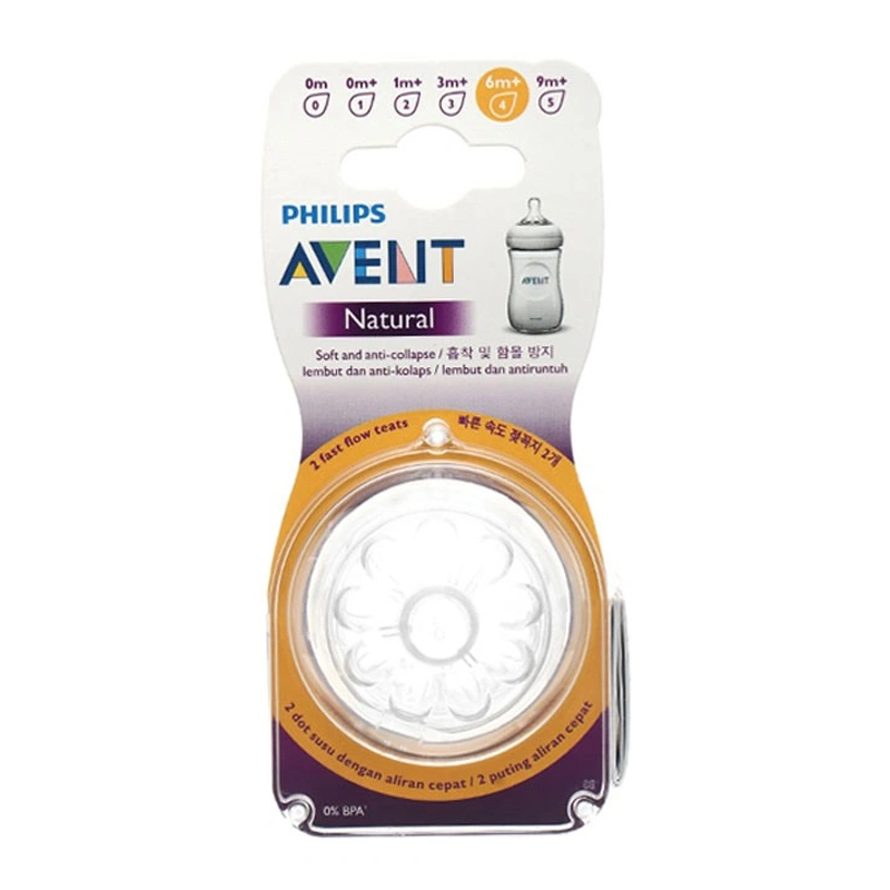Bộ 2 núm ti Philips Avent SCF654/23 cổ rộng size 4 (6 - 9 tháng) 2