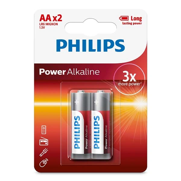 Pin AA 2 viên Philips Alkaline LR6P2B