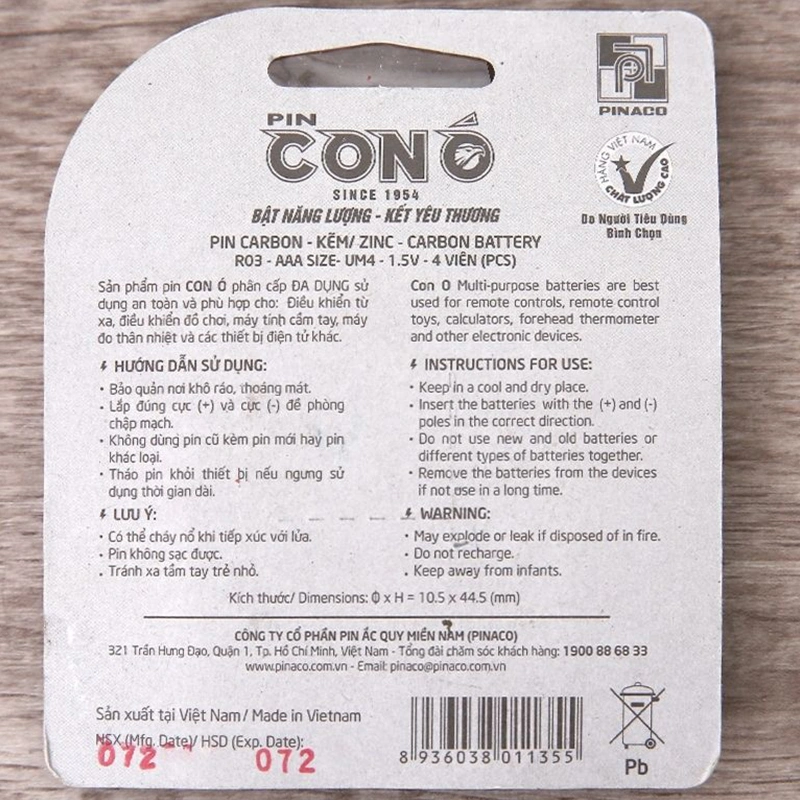 Pin AAA 4 viên Con Ó R03P Decal 2