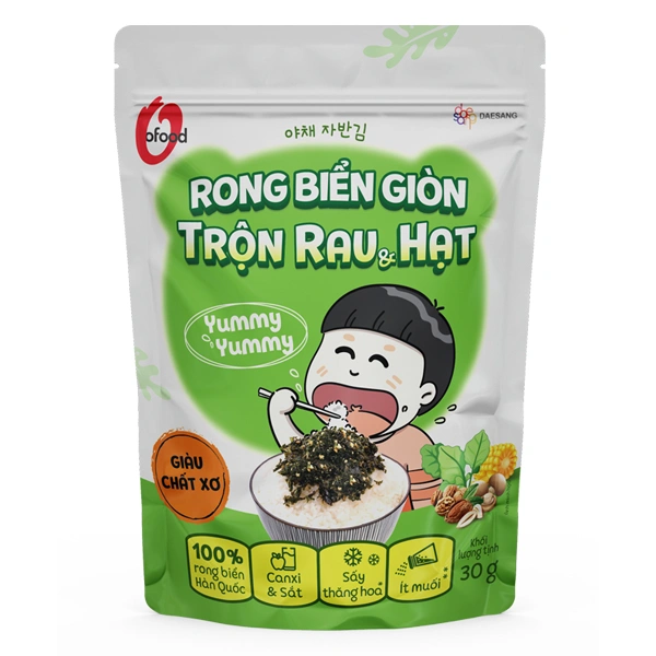 Rong biển giòn trộn rau và hạt O'Food gói 30g