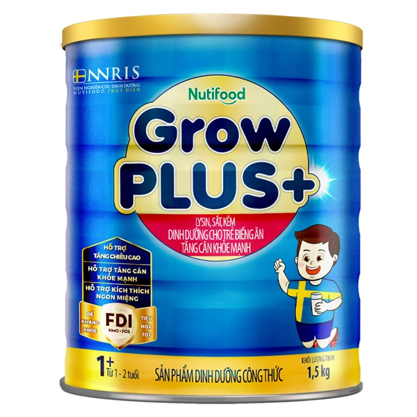 Sữa bột Nutifood GrowPLUS+ xanh 1+ hương vani 1.5 kg (1 - 2 tuổi) giúp tăng cân 1