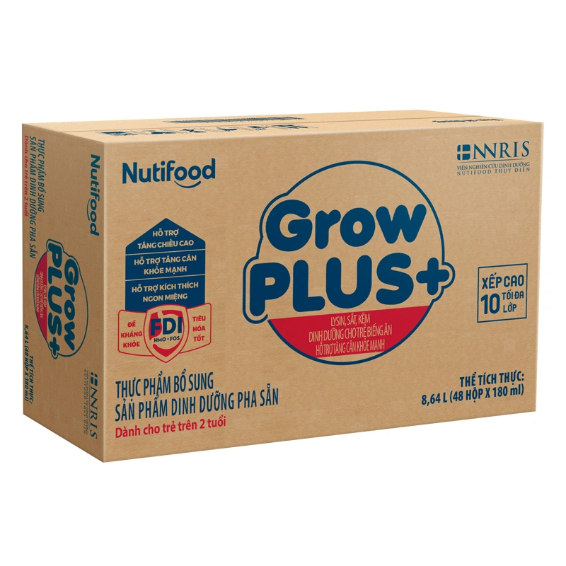 Thùng 48 hộp sữa pha sẵn Nutifood GrowPLUS+ xanh hương vani 180 ml cho trẻ biếng ăn (từ 2 tuổi) 4