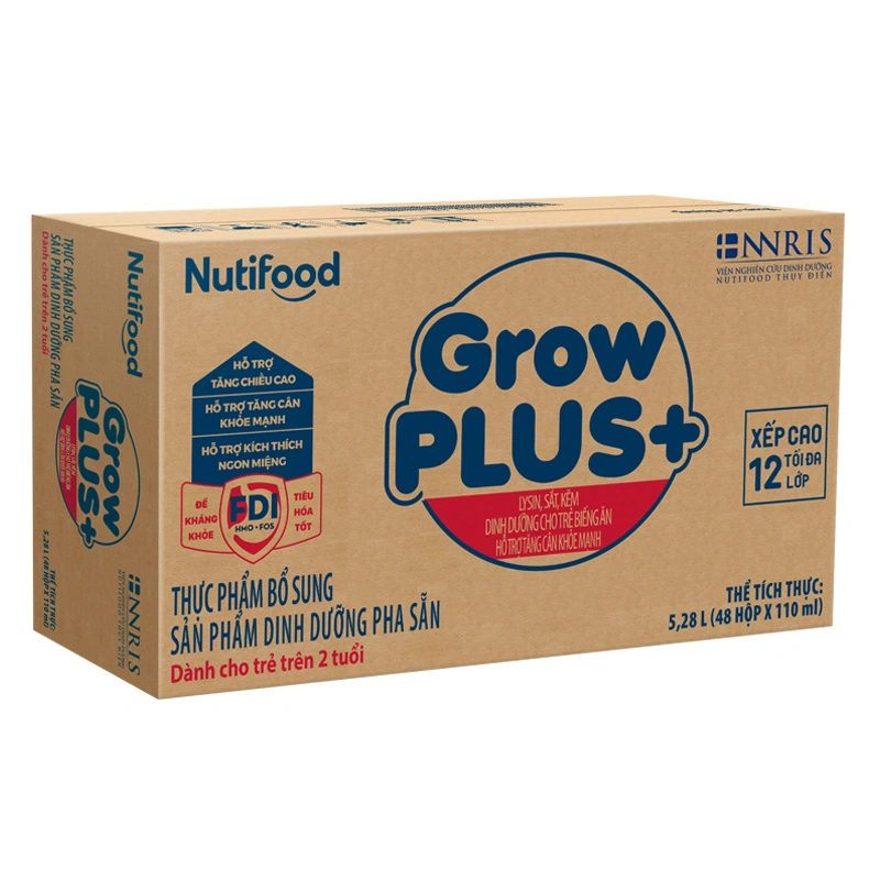Thùng 48 hộp sữa pha sẵn Nutifood GrowPLUS+ xanh hương vani 110 ml cho trẻ biếng ăn (từ 2 tuổi) 4
