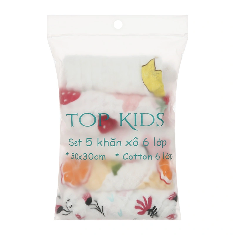 Set 5 cái khăn sữa cotton TOP KIDS 6 lớp 30x30 cm - Màu ngẫu nhiên 14