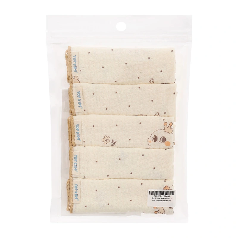 Set 5 cái khăn sữa cotton TOP KIDS 2 lớp 25x25 cm - Hoạ tiết ngẫu nhiên 7
