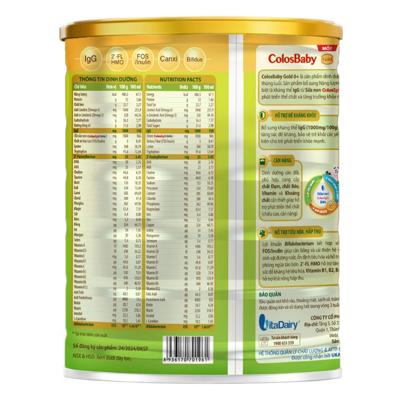 Sữa bột ColosBaby Gold 0+ (sữa non) hương vani 800g (0 - 12 tháng) (mẫu mới) 3