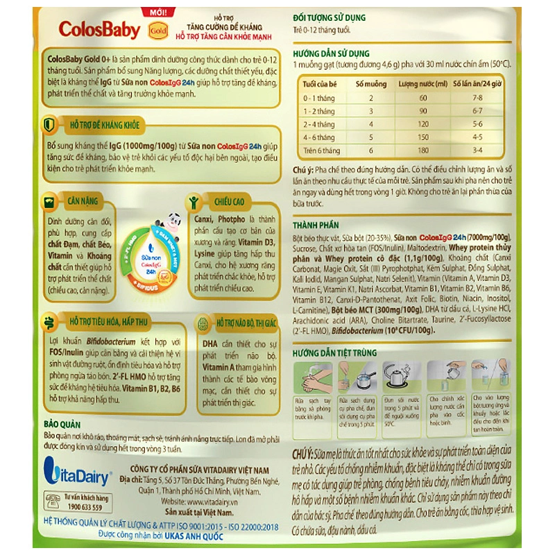 Sữa bột ColosBaby Gold 0+ (sữa non) hương vani 800g (0 - 12 tháng) (mẫu mới) 4