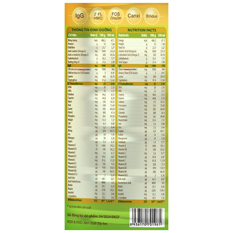 Sữa bột ColosBaby Gold 0+ (sữa non) hương vani 800g (0 - 12 tháng) (mẫu mới) 5