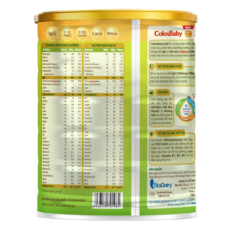 Sữa bột ColosBaby Gold 1+ (sữa non) hương vani 800g (1 - 2 tuổi) (mẫu mới) 3