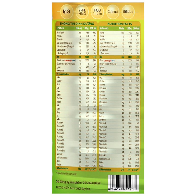 Sữa bột ColosBaby Gold 1+ (sữa non) hương vani 800g (1 - 2 tuổi) (mẫu mới) 5